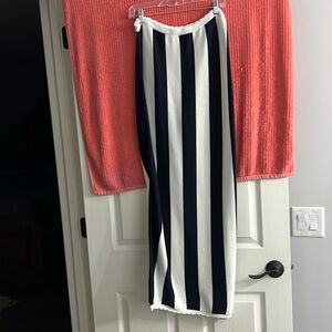 Anthropologie The Mandy Striped Slim Midi Skirt, Size L, Black & White, Worn 1x